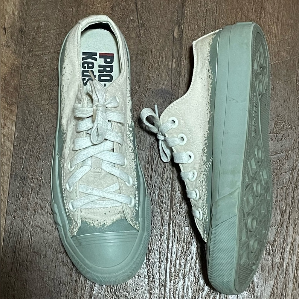 Pro Keds Lo Spray Foxing sne addict shoe  cream canvas green mens size 7